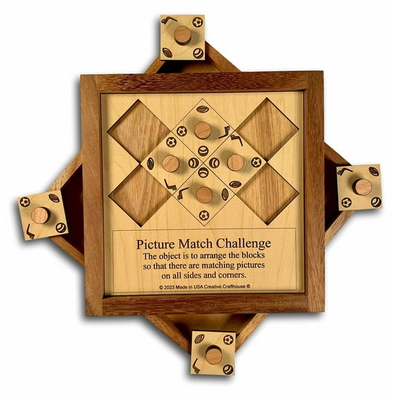 Creative Crafthouse Sports Match Puzzle, Wood Brain Teaser Gift for Fans, USA Made