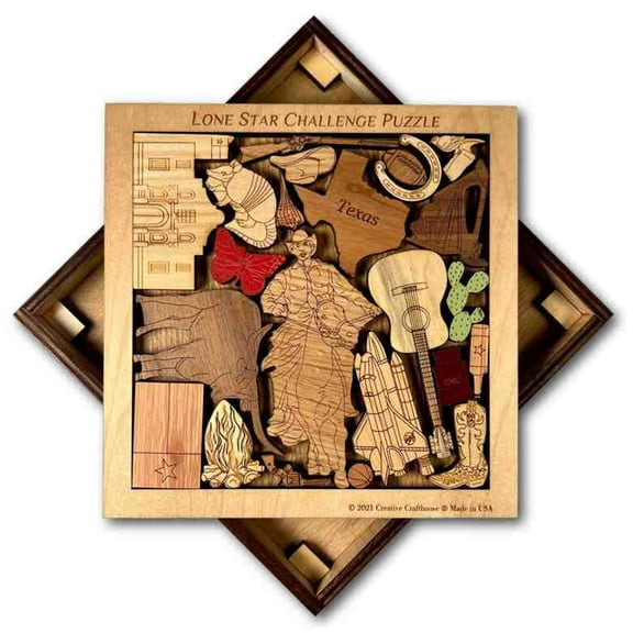 Creative Crafthouse Texas Challenge Wood Puzzle, Lone Star Gift, USA Made