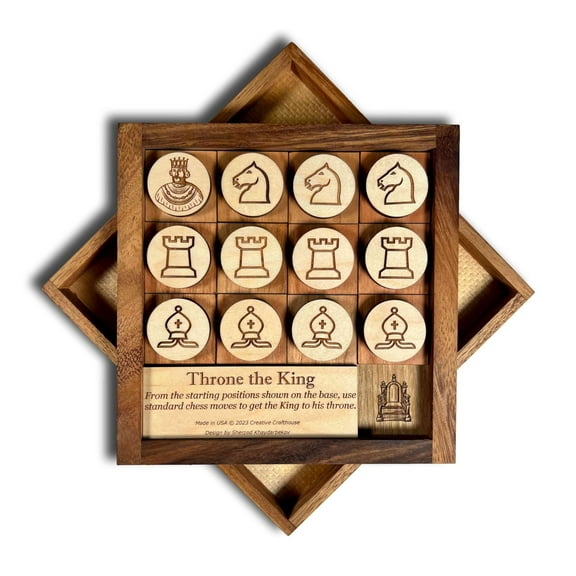 Creative Crafthouse Throne the King Chess Puzzle, Wood Strategy Gift for Players, USA