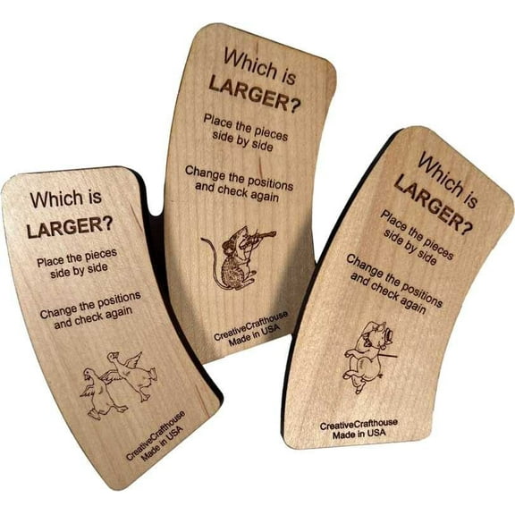 Creative Crafthouse Which is Larger? Optical Illusion Puzzle, Wood Brain Teaser, USA Made