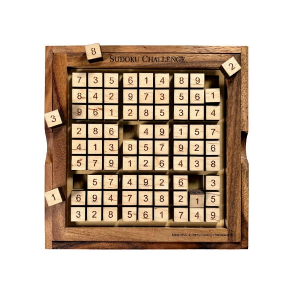 Creative Crafthouse Wooden Sudoku Board Game with Tiles and Cover 81 Pieces Logic Puzzles 1 Pack 7.5 x 7.5 x 0.5 Inches
