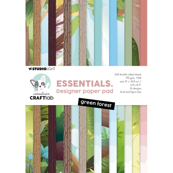 Creative Craftlab Essentials Designer Paper Pad 5.8"X8.3"-Green Forest