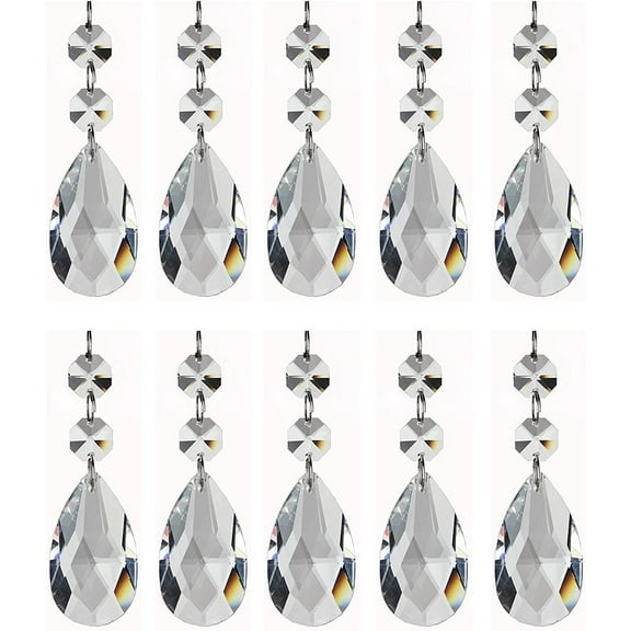 Creative Crystal Elements, Clear Teardrop Crystal Chandelier Pendants for Artistic Lighting Innovations (10PCS)