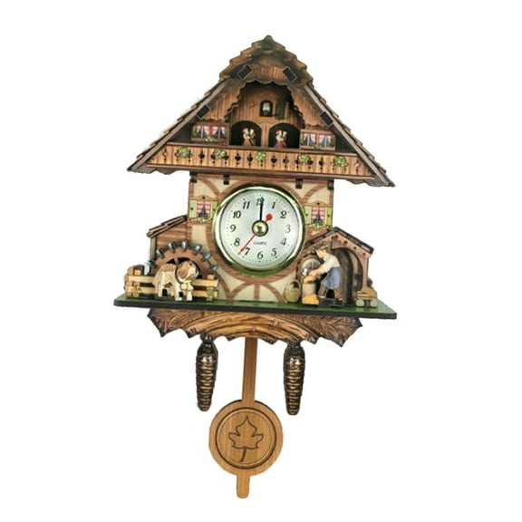 Creative Cuckoo Clock Carved Battery-operated Clock Wooden Handcrafted Clock , H H