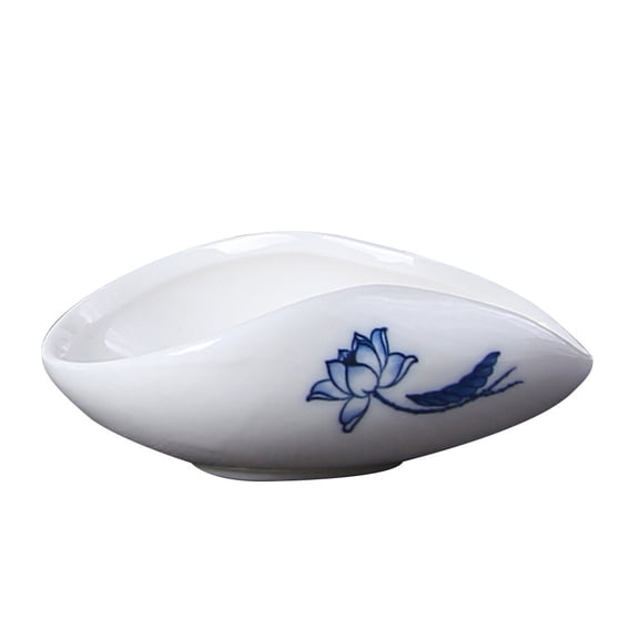 Creative Curled Leaves Shape Ceramic Teaspoon Traditional Chinese Style Tea Shovel Chinese Kung Fu Tea Scoop Teaware Accessories (Random Pattern)