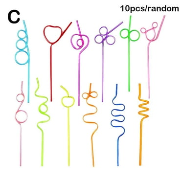 Creative Curved Drinking Straws Colourful Irregular Straws Shaped Party B5D0
