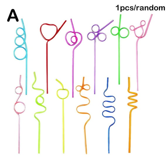 Creative Curved Drinking Straws Colourful Irregular Supplies Shaped Party N5Y5