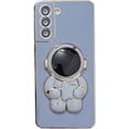 thumbnail image 1 of Creative and Cute 3D Astronaut Stand Phone case for Samsung Galaxy S23 S22 Ultra S21 Plus S20 FE 5G 4G Soft Back Cover, Light and Thin Plating Shockproof Bumper(Blue,Samsung S21 Ultra), 1 of 7