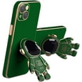 thumbnail image 1 of Creative Cute Astronaut Bracket TPU Phone case with Camera Protective Film for iPhone 14 13 12 11 8 7 6 S X XS XR Plus Pro Max Mini Popular Shockproof Protective Back Cover(Green,14 Pro), 1 of 8
