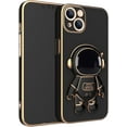 thumbnail image 1 of Creative Cute Astronaut Bracket TPU Phone case with Camera Protective Film for iPhone 14 13 12 11 8 7 6 S X XS XR Plus Pro Max Mini Popular Shockproof Protective Back Cover(Black,14 Plus), 1 of 8