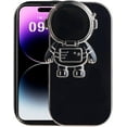 thumbnail image 1 of Creative Cute Astronaut Silicone Phone case with Camera Lens Protection Bracket for iPhone 14 13 12 11 XR Plus Pro Max Fashion Comfortable Anti-Scratch Spaceman Back Cover(Black,14 Pro), 1 of 7