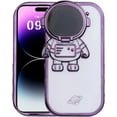 thumbnail image 1 of Creative Cute Astronaut Silicone Phone case with Camera Lens Protection Bracket for iPhone 14 13 12 11 XR Plus Pro Max Fashion Comfortable Anti-Scratch Spaceman Back Cover(Purple B,12), 1 of 8