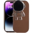 thumbnail image 1 of Creative Cute Astronaut Silicone Phone case with Camera Lens Protection Bracket for iPhone 14 13 12 11 XR Plus Pro Max Fashion Comfortable Anti-Scratch Spaceman Back Cover(Brown,12 Pro), 1 of 8