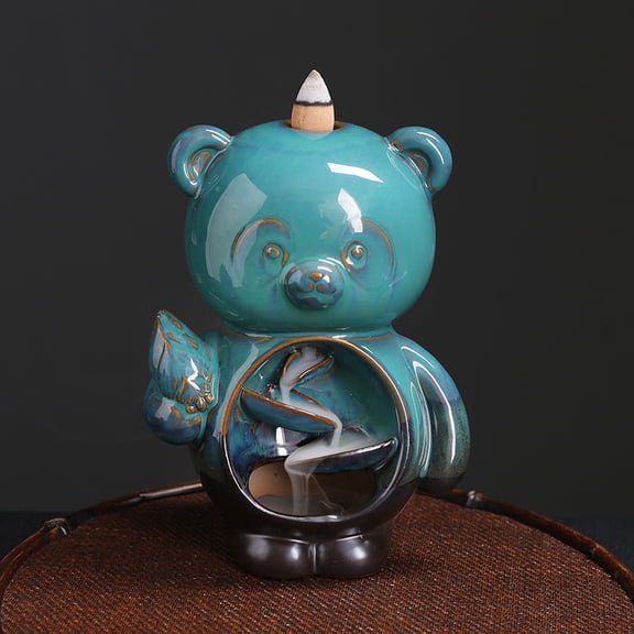 Creative Cute Bear Animal Backflow Incense Burner Smoke Waterfall Aromatherapy Censer Holder for Living Room,Office,Home,Teahouse Decoration