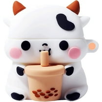 Creative Cute Cartoon Milk Tea Cow Design Air pods Cover Fashion Portable Accessories Wireless Earphone Shockproof Protector Compatible with Airpods Pro Hook