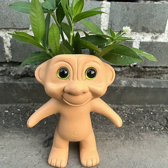 Creative Cute Extraterrestrial Being Resin Flower Pot Office Desk Ornament Outdoor Garden Lawn Courtyard Home Decoration