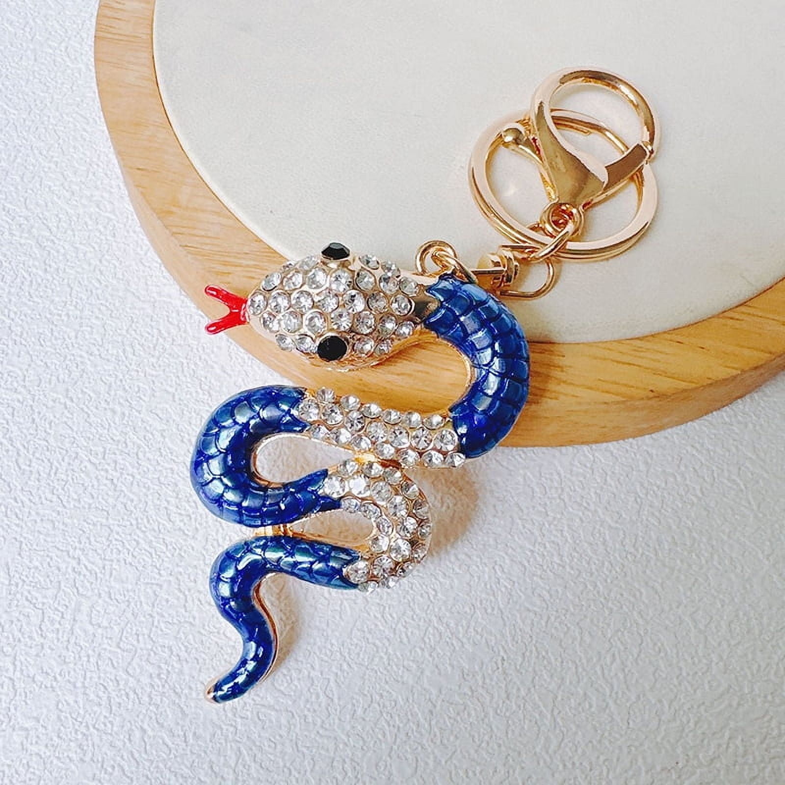 Creative Cute Snake Rhinestones Enamel Keychain Fantastic Animal ...