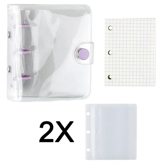 Creative Cute Transparent 3 Ring Mini Loose-leaf Hand Book Student Portable Notebook Ring Binder Kawaii School Accessories