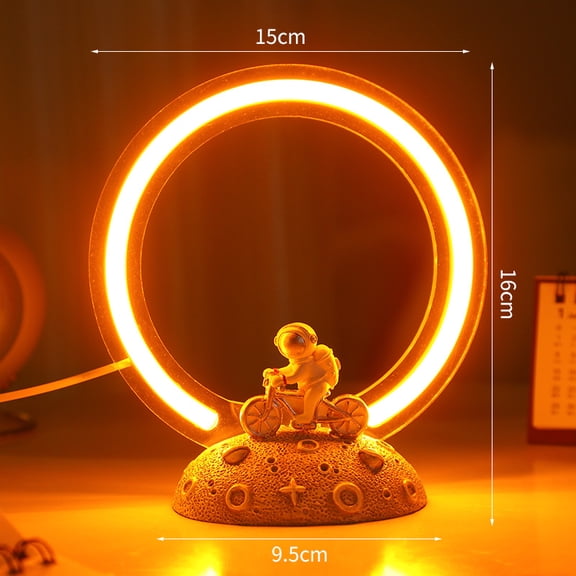 Creative Cycling Astronaut Decoration Ornaments, Golden Light-Up Night Lamps, Party Decoration Props, Tabletop Ornaments, Bedroom Decorations