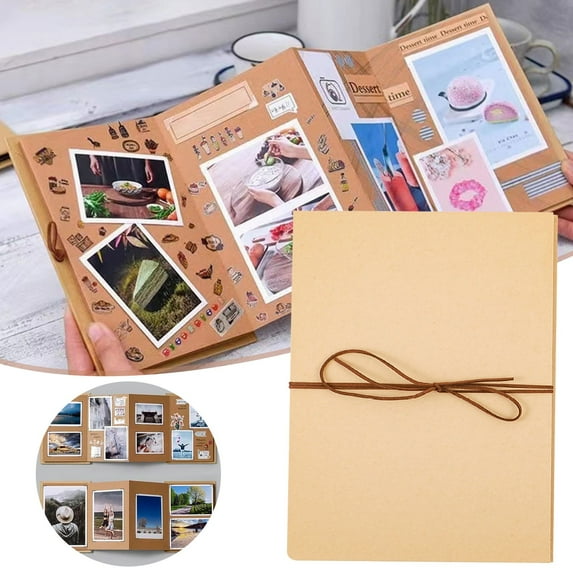 Creative DIY Accordion Scrapbook Album, Multifunctional Personalized Design for Photo Display & Memory Keeping, Perfect for Anniversaries, Weddings & Special Events(Large Yellow)