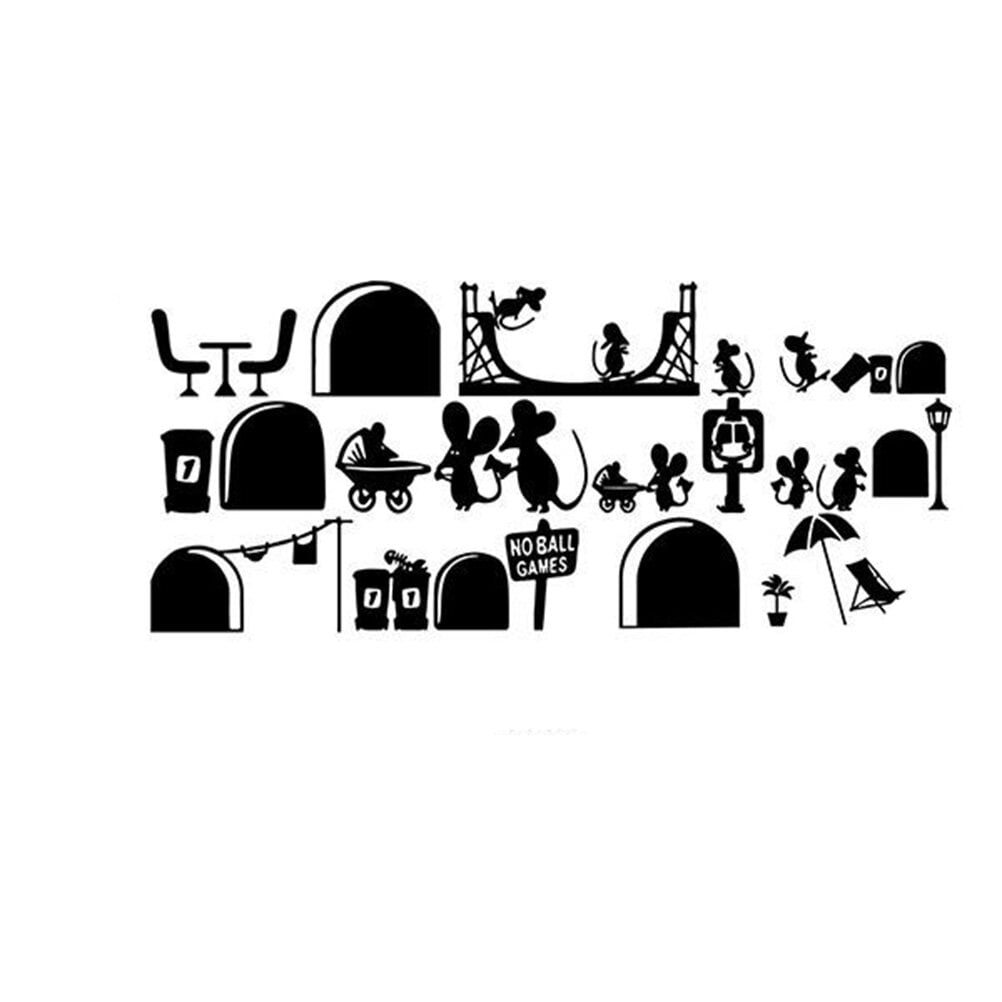 Creative diy decal cartoon mice wall stickers adhesive wallpaper for