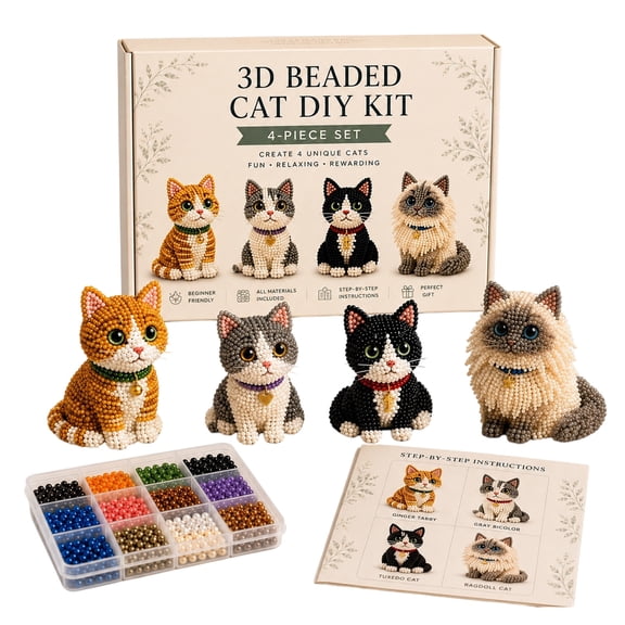 Creative DIY Handicraft Bead Set, 3D Animals Halloween Decoration, Christmas Gift Home Decor Table(with toolkit and manual)