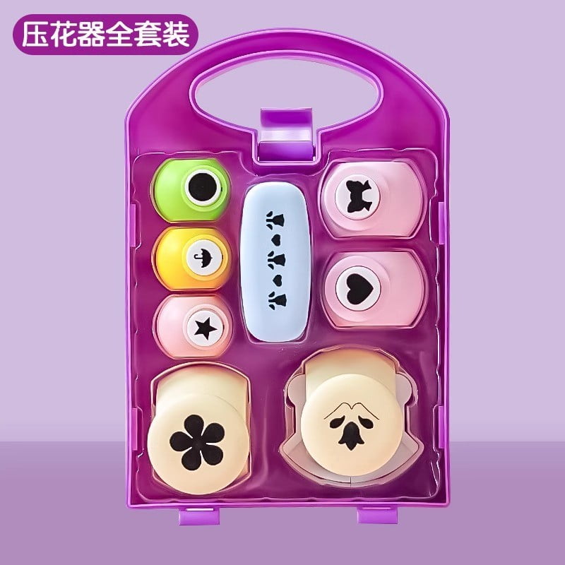 Creative Kids DIY Puncher Craft Set - Set Di Forbici E Punch Per Bambini, Forme Foglia, Farfalla, Stella, Cuore E Fiore, Con Custodia