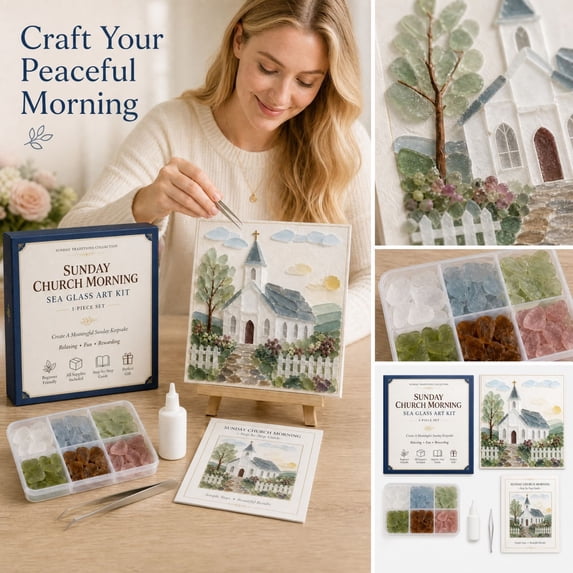 Creative DIY Sea Glass Art Kit Decoration, Hand rafted Making Set for Adult Beginners, Make Unique Custom Artwork, Graceful Wall Hanging Decor for Multiple Indoor Home Scenarios