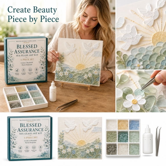 Creative DIY Sea Glass Art Kit Decoration, Hand rafted Making Set for Adult Beginners, Make Unique Custom Artwork, Graceful Wall Hanging Decor for Multiple Indoor Home Scenarios