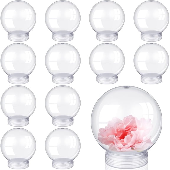 Creative DIY Snow Globe Kit,Mini Crafts Christmas Decoration,150ml Plastic Empty Candy Jars with Screw Off Cap,Fillable Plastic Snow Globe,Landscape Making Props (Set of 12)