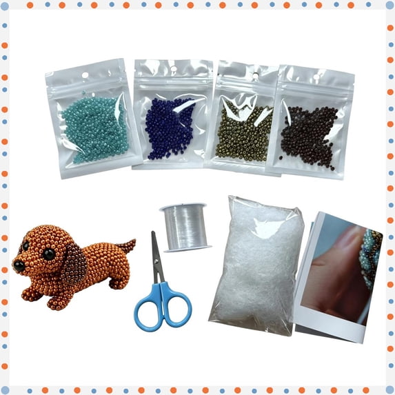 Creative Dachshund 3D Beaded DIY Kit Animal Beading Art Craft Set Home Decor Gift with Instructions