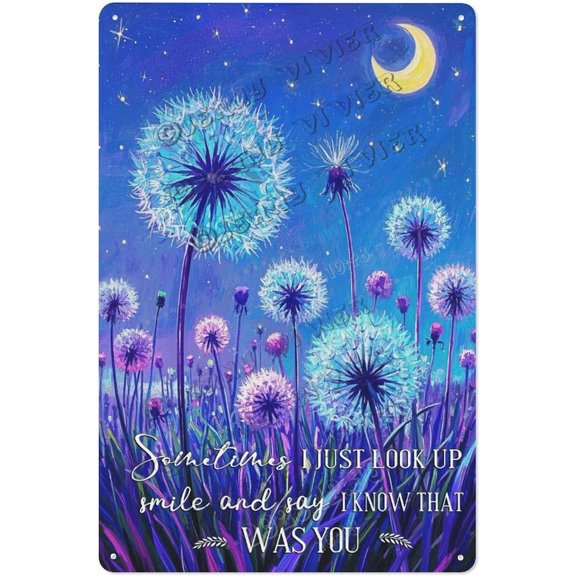 Creative Dandelion Quote Tin Sign  Inspirational Metal Wall Decor for Teen Ladys, Women, Office  Motivational Poster for Encouragement, New Beginnings 12x16 inch
