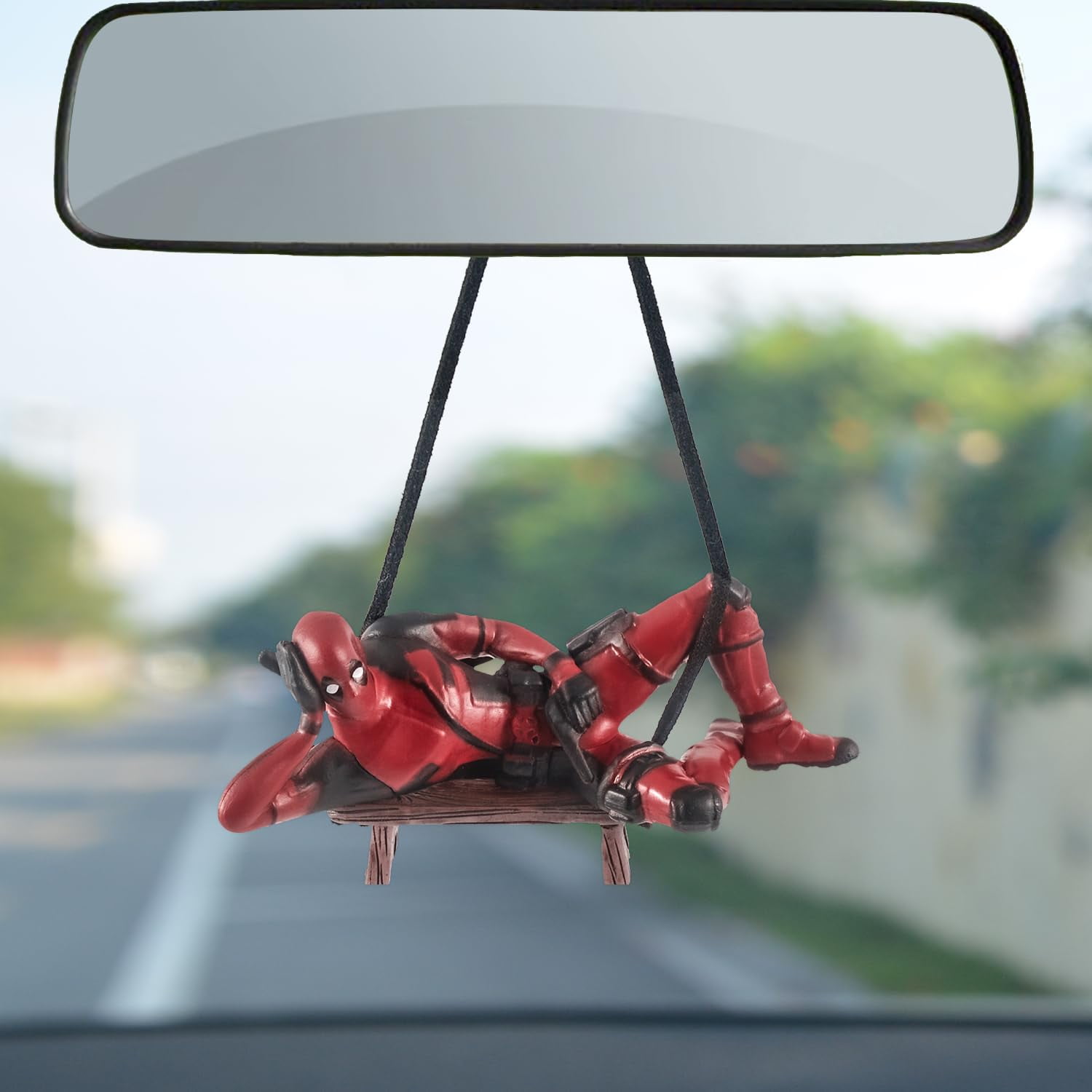 Creative Deadpool Car Mirror Hanger, Cute Reading Book Deadpool ...