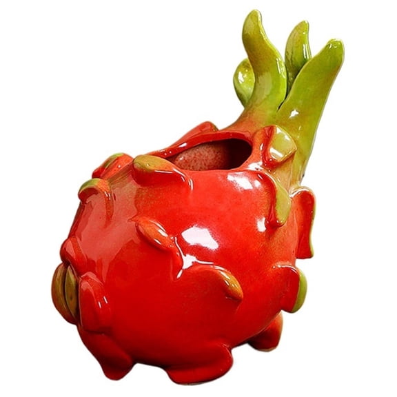 Creative Decorative Fruit Vase, Red Dragon Fruit Shaped Ceramic Flower Vases
