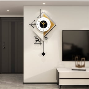 Creative Decorative Wall Clock, Light Luxury Elegant Pendulum Clock, Silent Non-Ticking Battery Operated Clock for Living Room, Kitchen, Bedroom, Office Home Decor