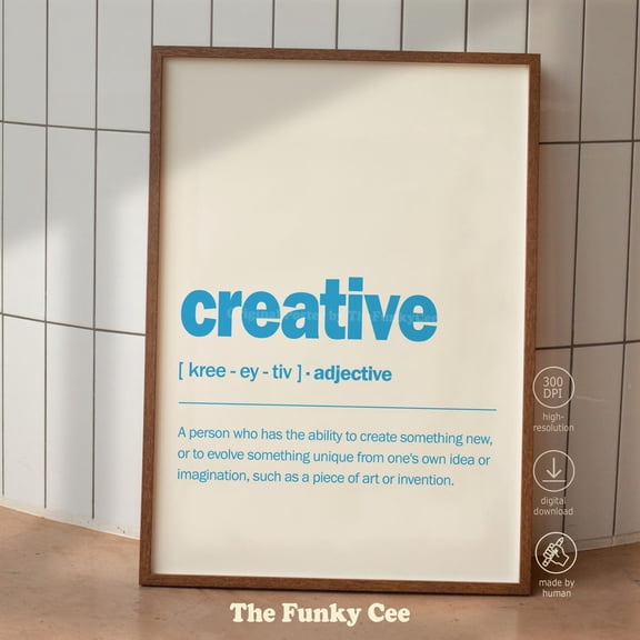 Creative Definition Blue Trendy Home Decor Office Art Print, Unframed Paper Print Size 8x12