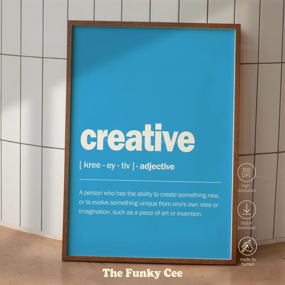 Creative Definition Blue Trendy Office Decor Unframed Paper Print