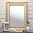 thumbnail image 1 of Creative Design 47" White and Brown Distressed Wooden Framed Rectangular Wall Mirror, 1 of 2