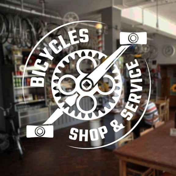 Creative Design Bicycles Shop And Service Wall Sticker Vinyl Home Decor Window Decal Removable Mural Wallpaper Bike Pedal 42X42cm