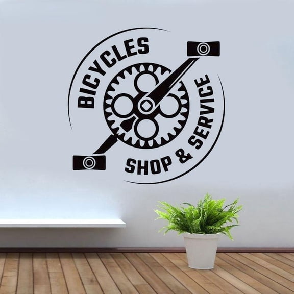Creative Design Bicycles Shop And Service Wall Sticker Vinyl Home Decor Window Decal Removable Mural Wallpaper Bike Pedal 42x42cm