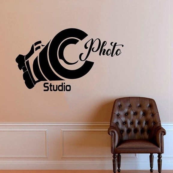 Creative Design Camera Photo Studio Decals Vinyl Home Decor Wall Sticker Self-adhesive film Window Mural Removable Stickers 57x33cm