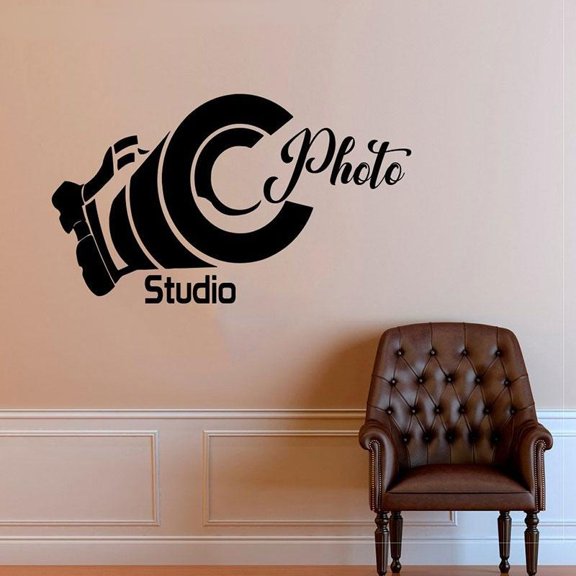 Creative Design Camera Photo Studio Decals Vinyl Home Decor Wall Sticker Self-adhesive film Window Mural Removable Stickers 98x57cm