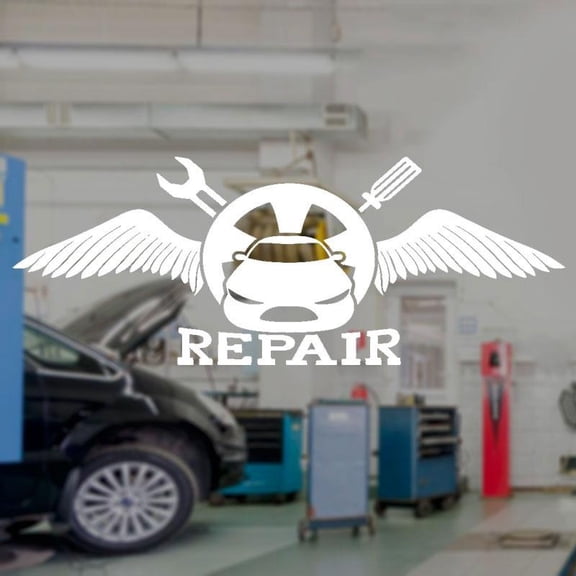 Creative Design Car Auto Shop Body Repair Tools Wrench Pit Stop Wall Sticker Vinyl Decor Window Decals Removable Mural Wing 57x22cm