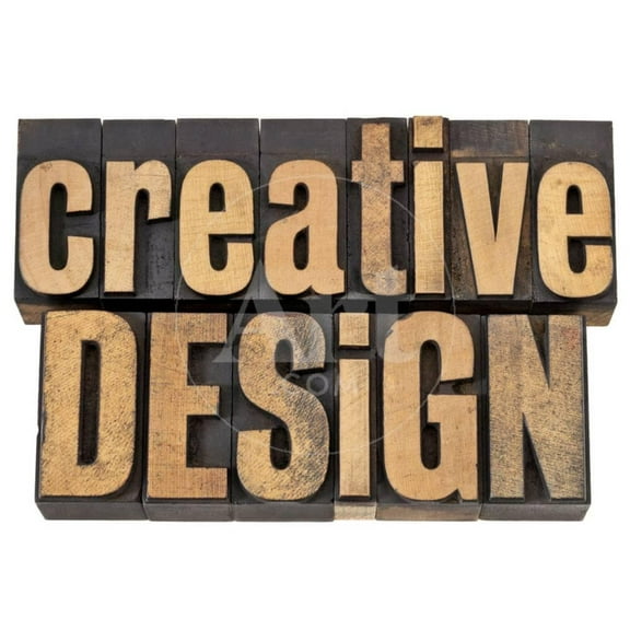 Creative Design  Creativity Concept  Isolated Text in Vintage Letterpress Wood Type, Unframed Art Print Wall Art by PixelsAway Sold by Art.Com