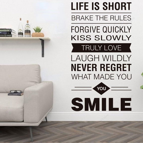 Creative Design Life Is Short Quotes Wall Sticker Vinyl Home Decor Room Wall Inspiring Words Text Office Decals Wallpaper 42x76cm