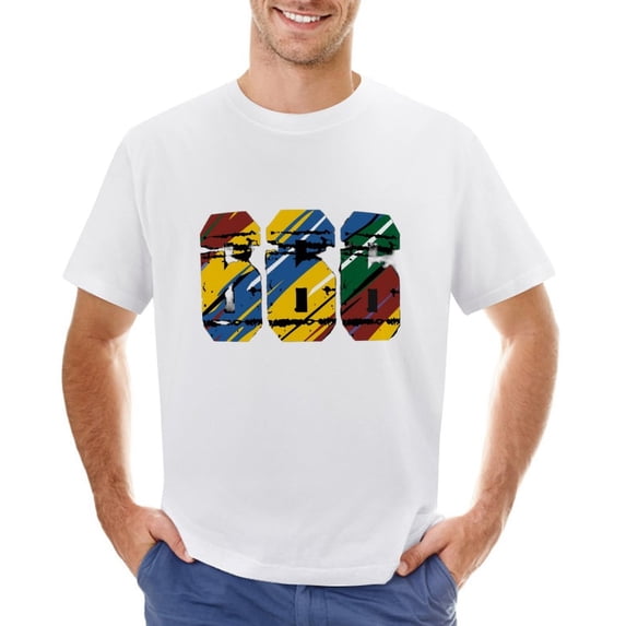 Creative Design Men’s Graphic T-shirt Vintage Short Sleeve Sport Tee White 2XL