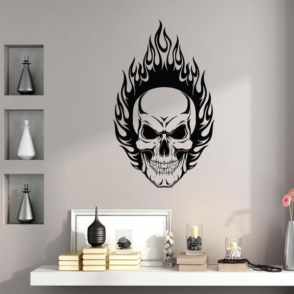 Creative Design Skulls Ghost Rider Wall Sticker Vinyl Art Home Decor For Boys Room Teens Bedroom Decals Removable Murals 57x94cm