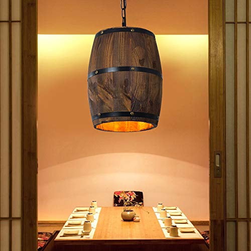 Creative Design Wood Wine Barrel Pendant Lamp Hanging Fixture Ceiling ...
