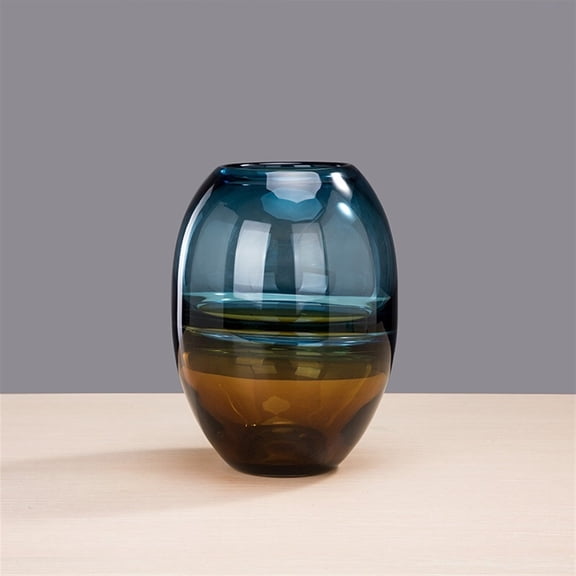 Creative Designer Nordic Glass Vase Light Luxury Decoration Dry Flower Arrangement European Style Living Room Modern Simple Blue Amber