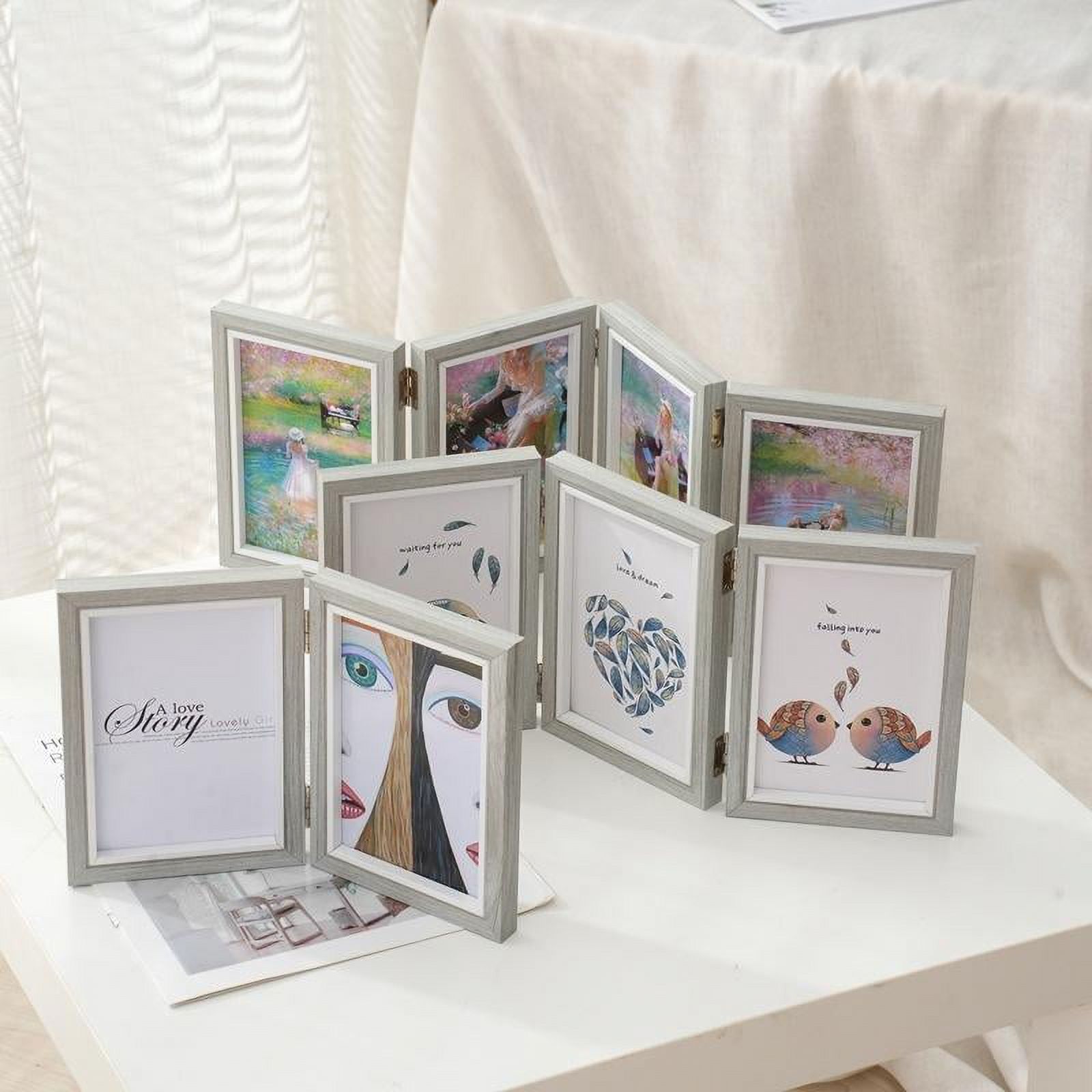 Creative Desktop Photo Frame Combination Wooden Folding Triplex Folding